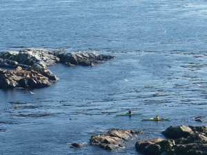 Kayakers next to South Rock