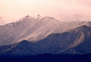 These two peaks in the Olympic Mountains, just east of the Elwha look a bit like Olympic Lions.